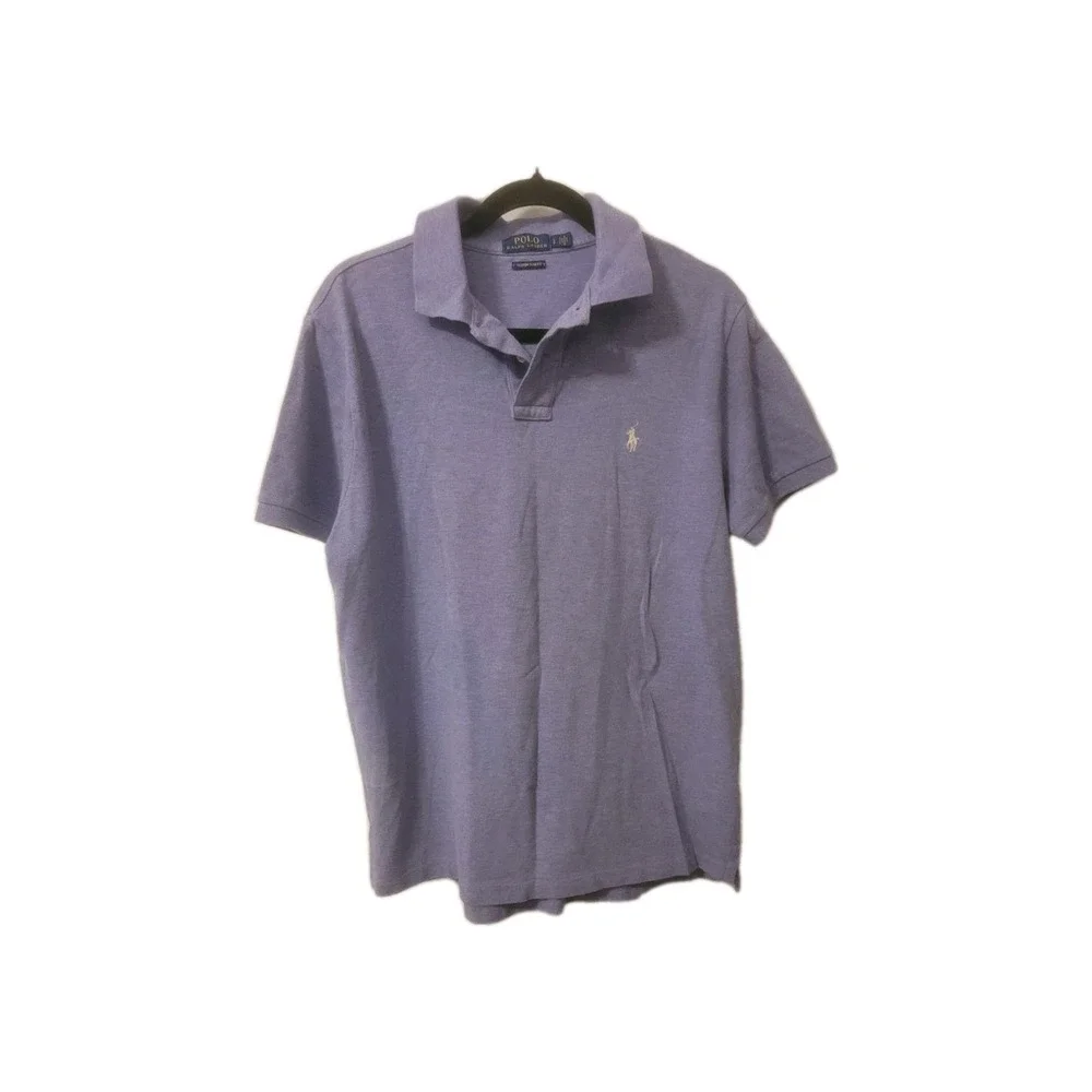 POLO RALPH‎ LAUREN Purple Heather Custom Slim Fit Polo Shirt 100% Cotton LARGE